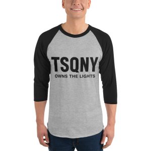 unisex 34 sleeve raglan shirt heather grey black front 68bb3e819f5c4