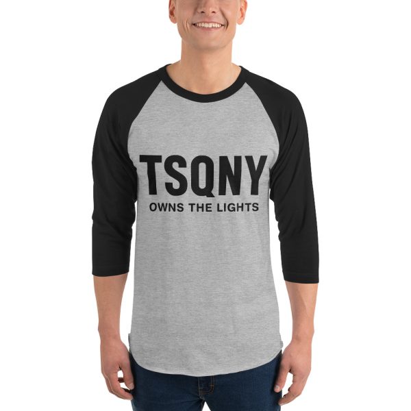 unisex 34 sleeve raglan shirt heather grey black front 68bb3e819f5c4