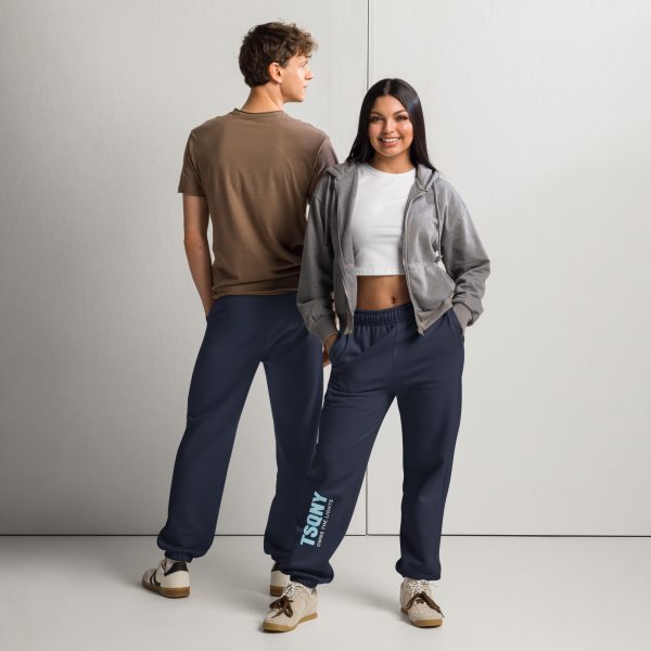 unisex heavyweight sweatpants navy front and back 68bb54bdd99e8