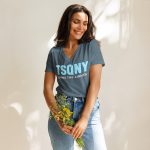 womens relaxed v neck t shirt heather slate front 68bb5219af77e